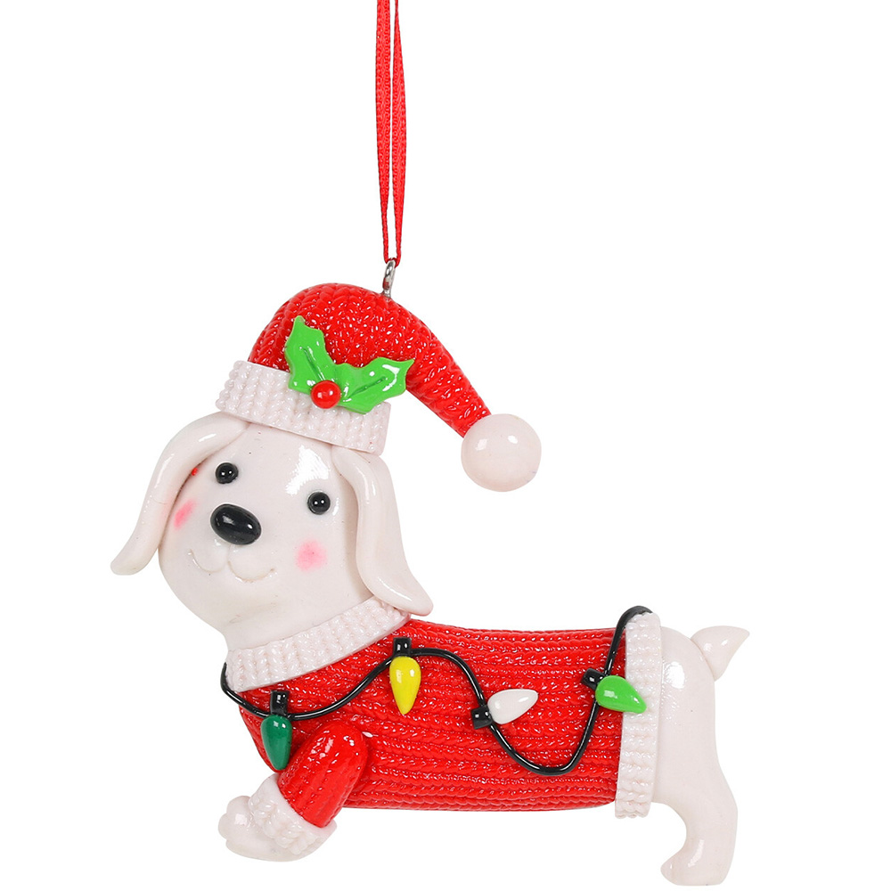 Single Candy Cane Lane White Festive Dog Hanging Decoration in Assorted styles Image 2