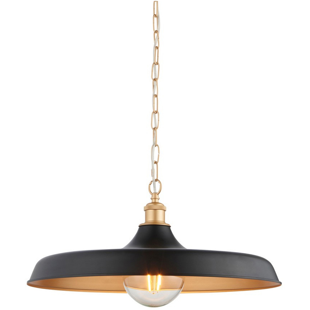 Merano Afragola Dome Matt Black and Satin Gold Pendant Ceiling Light Image 3