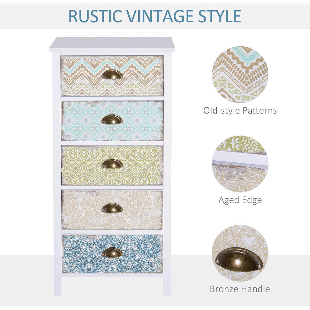 Portland 5 Drawer White Storage Chest Image 6