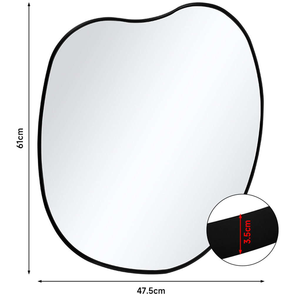 H&O Direct Decorative Black Irregular Wall Mirror with Metal Frame 61cm Image 4