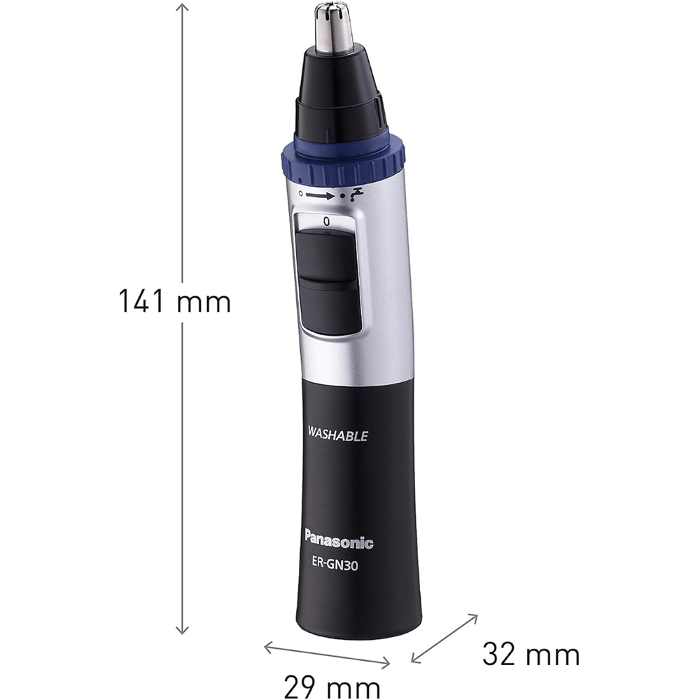 Panasonic ER-GN30 Silver and Black Wet and Dry Electric Nose Ear and Facial Hair Trimmer Image 6