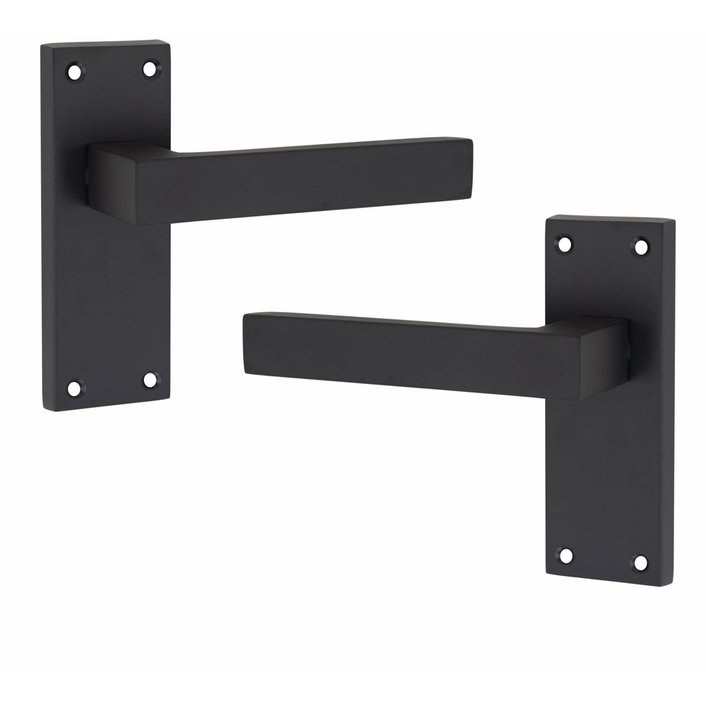 Golden Grace Matt Black Victorian Straight Delta Latch Door Handle Pair 120 x 40mm Image 2