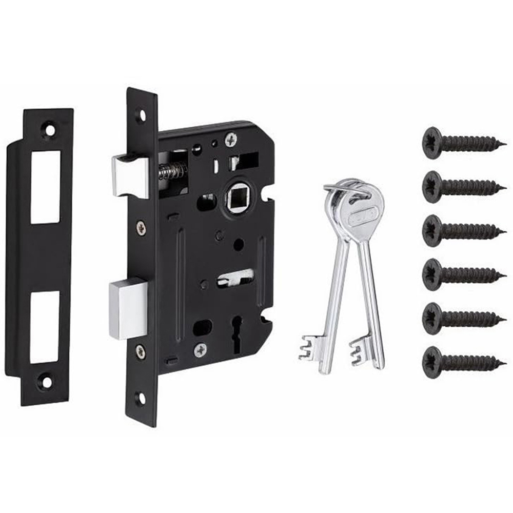 Golden Grace Matt Black 3 Lever Sash Mortise Lock 64mm Image