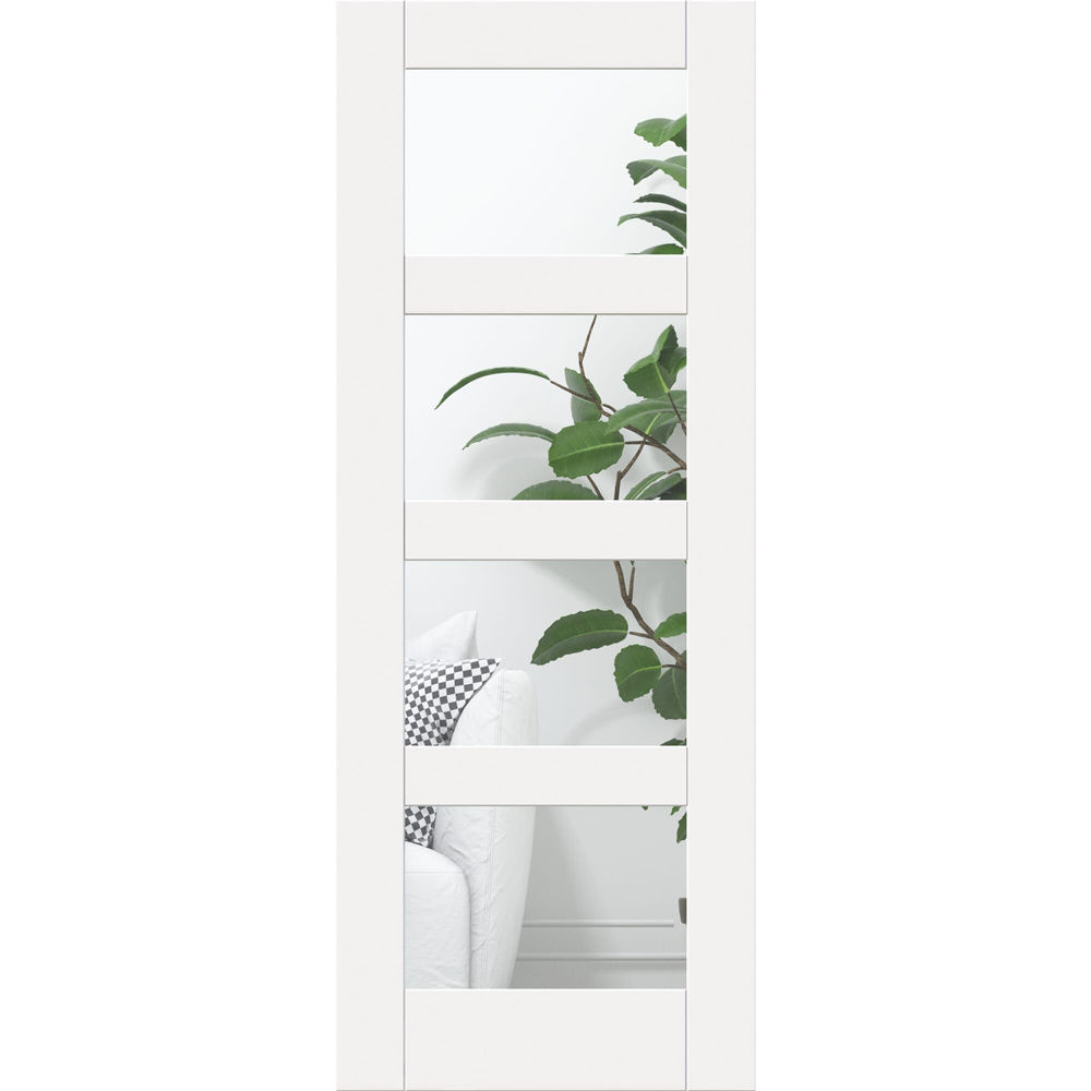 Green & Taylor White Primed Shaker 4 Lite Clear Glazed Fire Door 1981 x 686mm Image