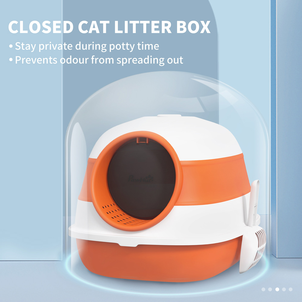 PawHut Orange and White Foldable Cat Litter Box 38 x 41 x 52cm Image 6