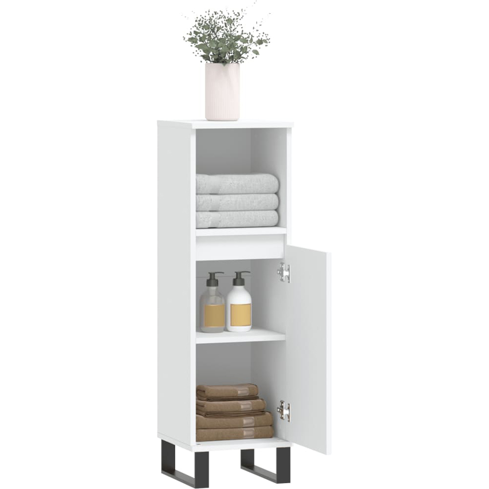 vidaXL Single Door Single Shelf White Slim Freestanding Bathroom Cabinet Image 3