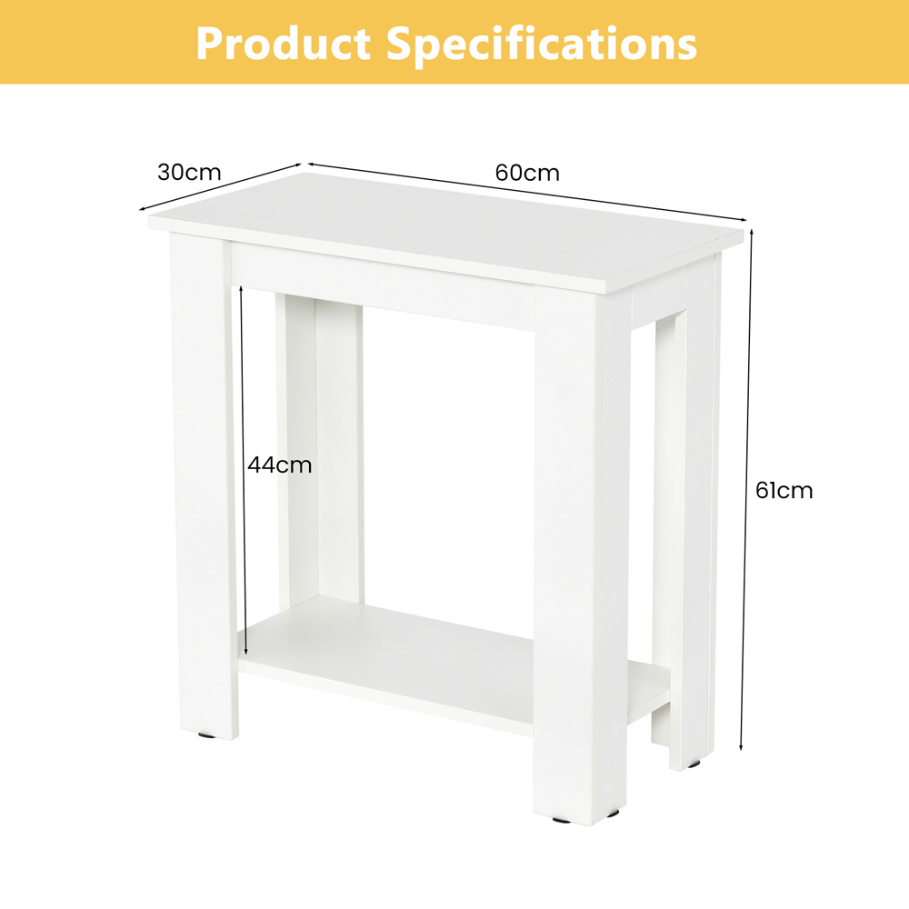 Costway Single Shelf White Side Table Image 9