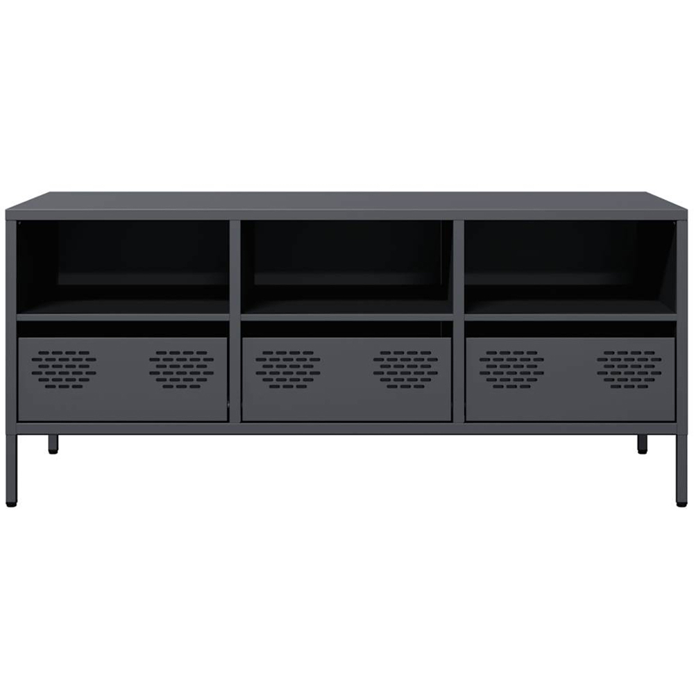 vidaXL 3 Drawer 3 Shelf Anthracite Steel TV Cabinet Image 3