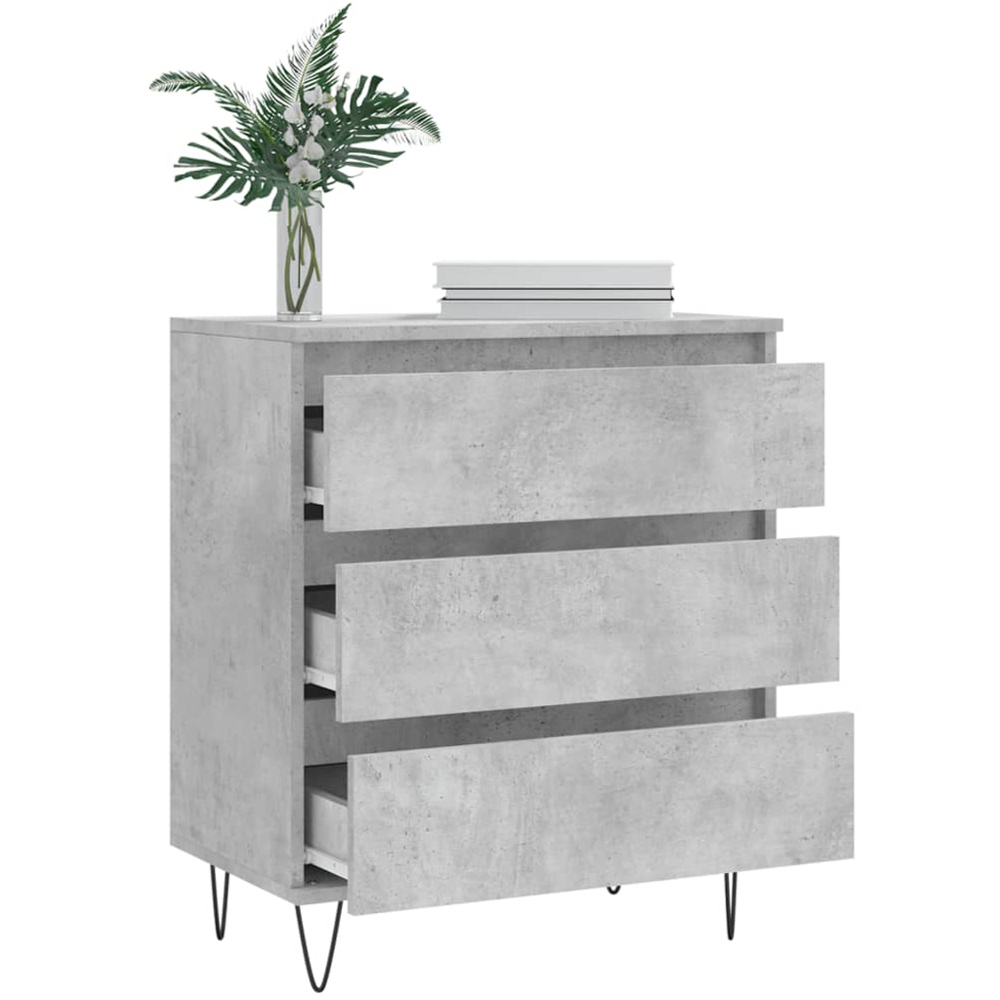 vidaXL 3 Drawer Concrete Grey Wooden Sideboard Image 4