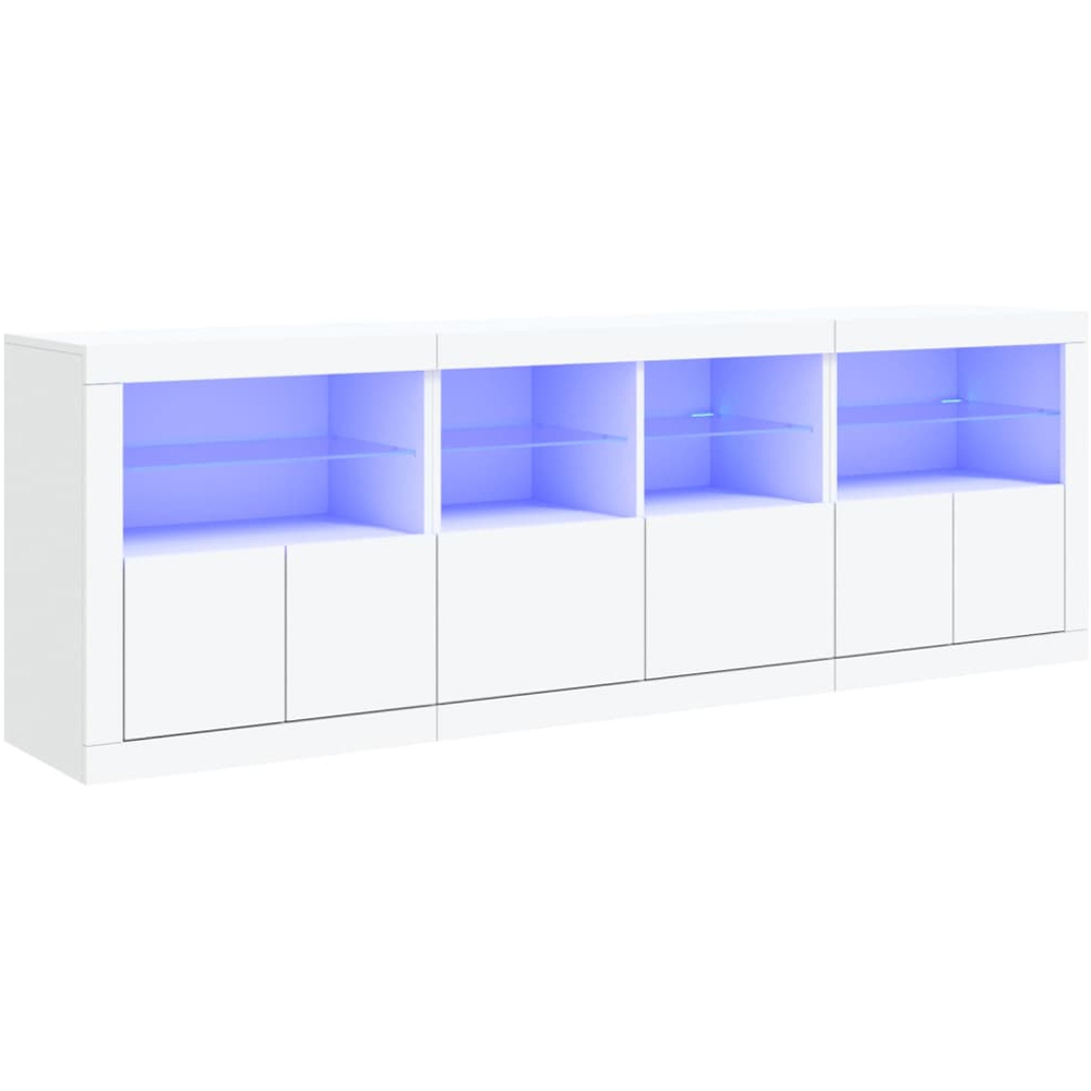 vidaXL 6 Door 8 Shelf White LED Sideboard 3 Piece Image 2