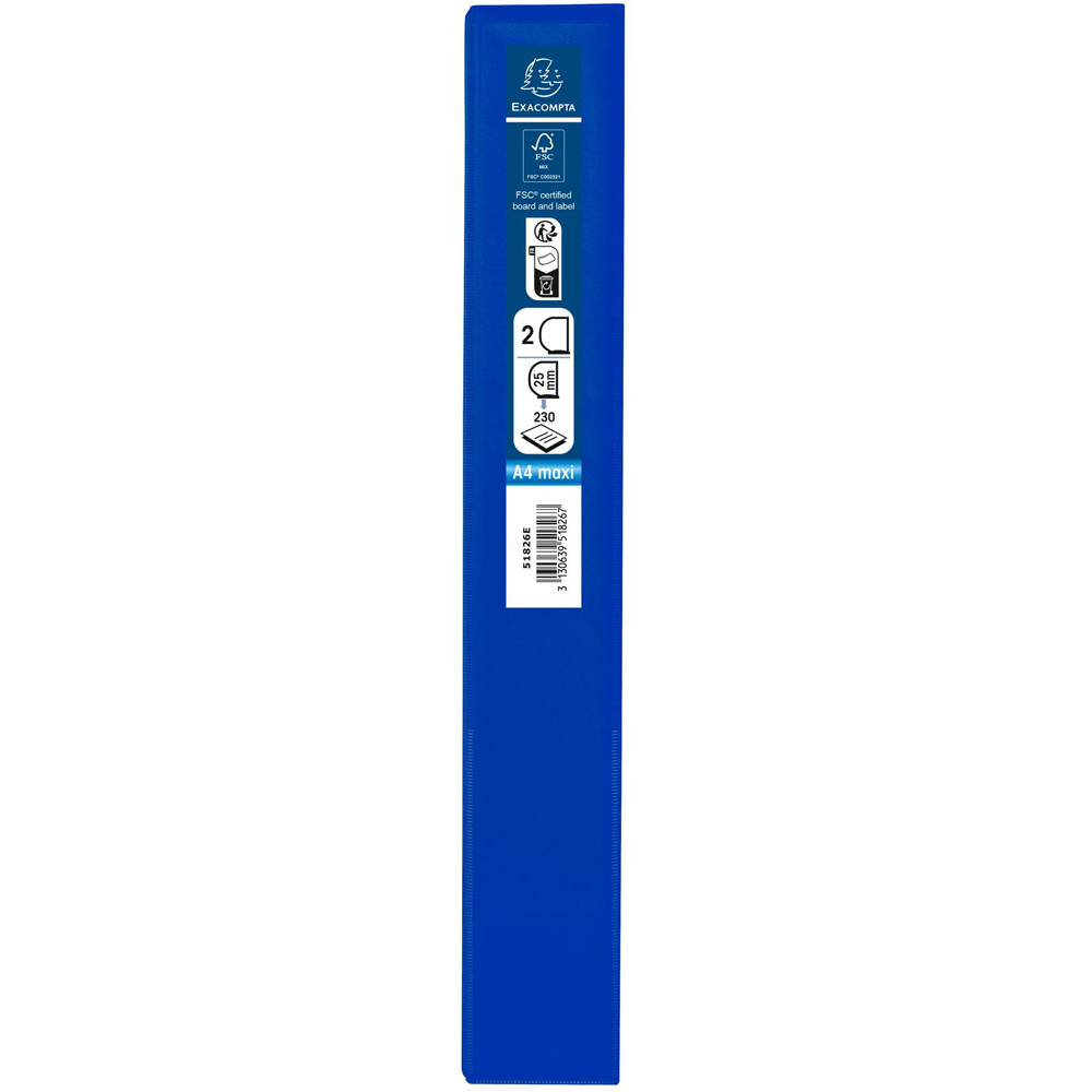 Exacompta Kreacover Blue Polypropylene 2D Ring Binder with 3 Pockets 25mm 10 Pack Image 3