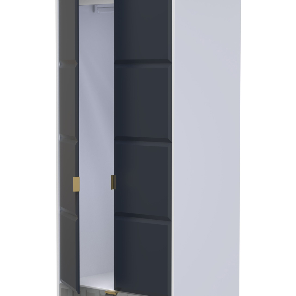 Crowndale Cube 2 Door 2 Drawer Matt Indigo and White Wardrobe Ready Assembled Image 6
