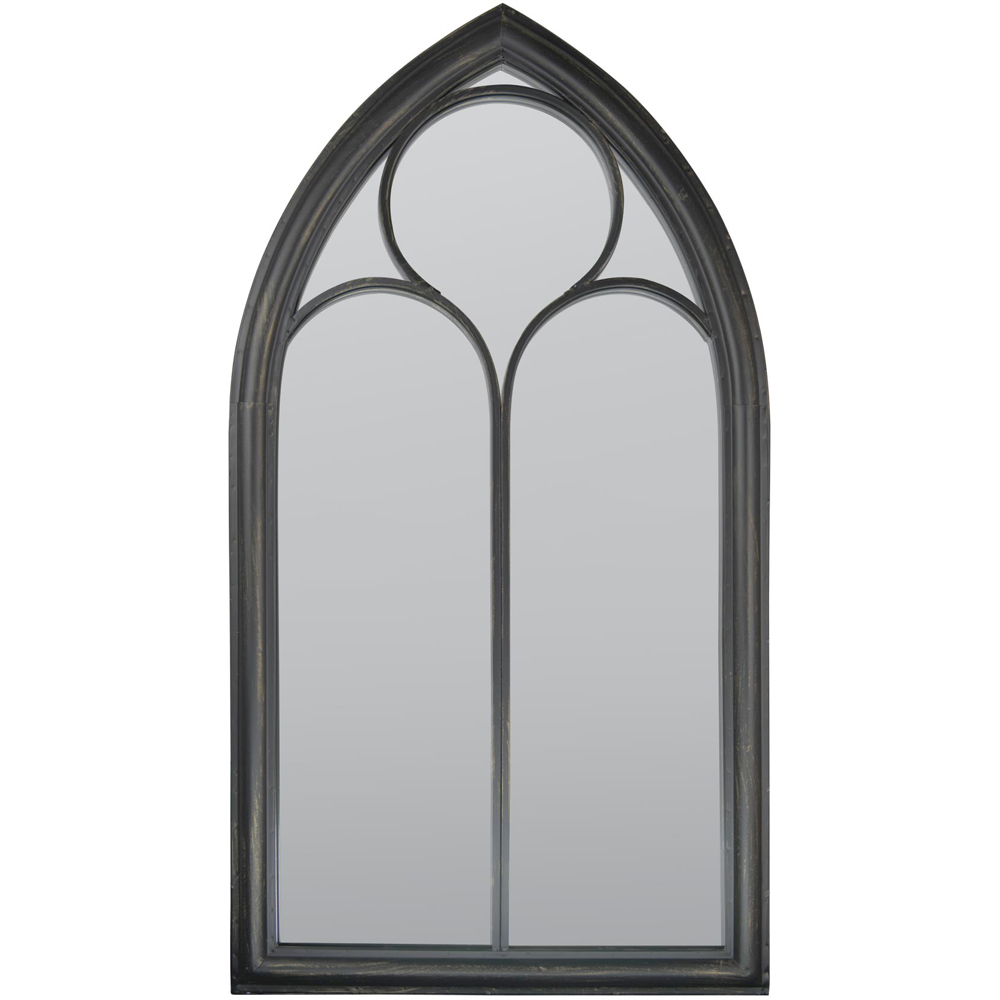 MirrorOutlet Somerley Black Chapel Arched Garden Mirror 112 x 61cm Image 1