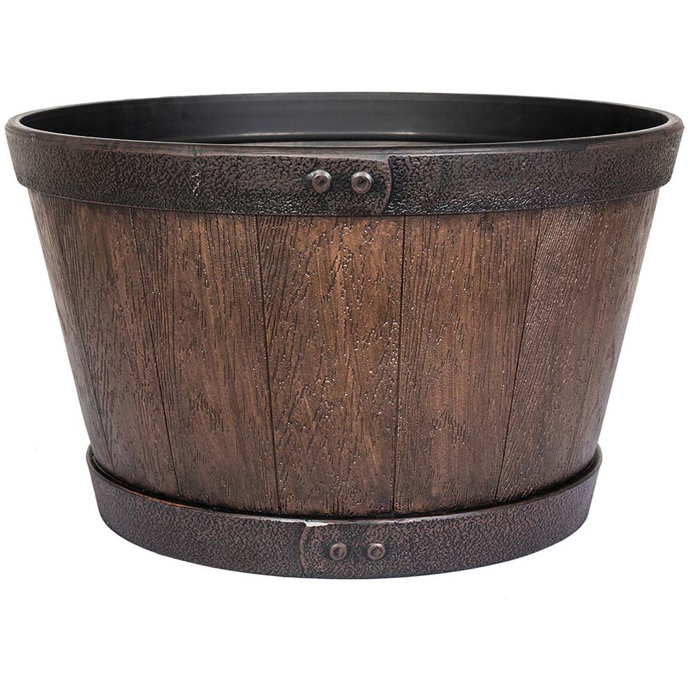 Plant Avenue Oban Dark Oak Whiskey Barrel Planter 39cm Image 1