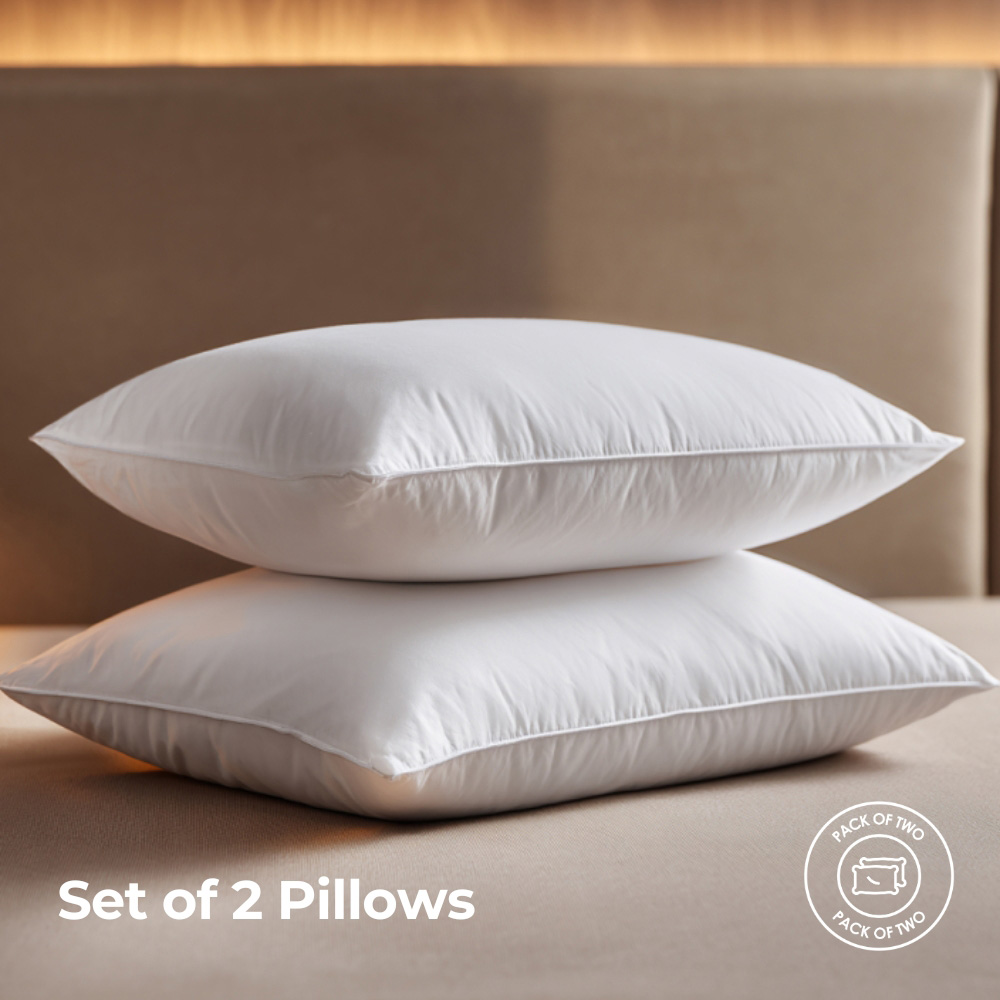 MHG Living White Duck Feather Soft Support Cotton Cover Pillows 2 Pack Image 3