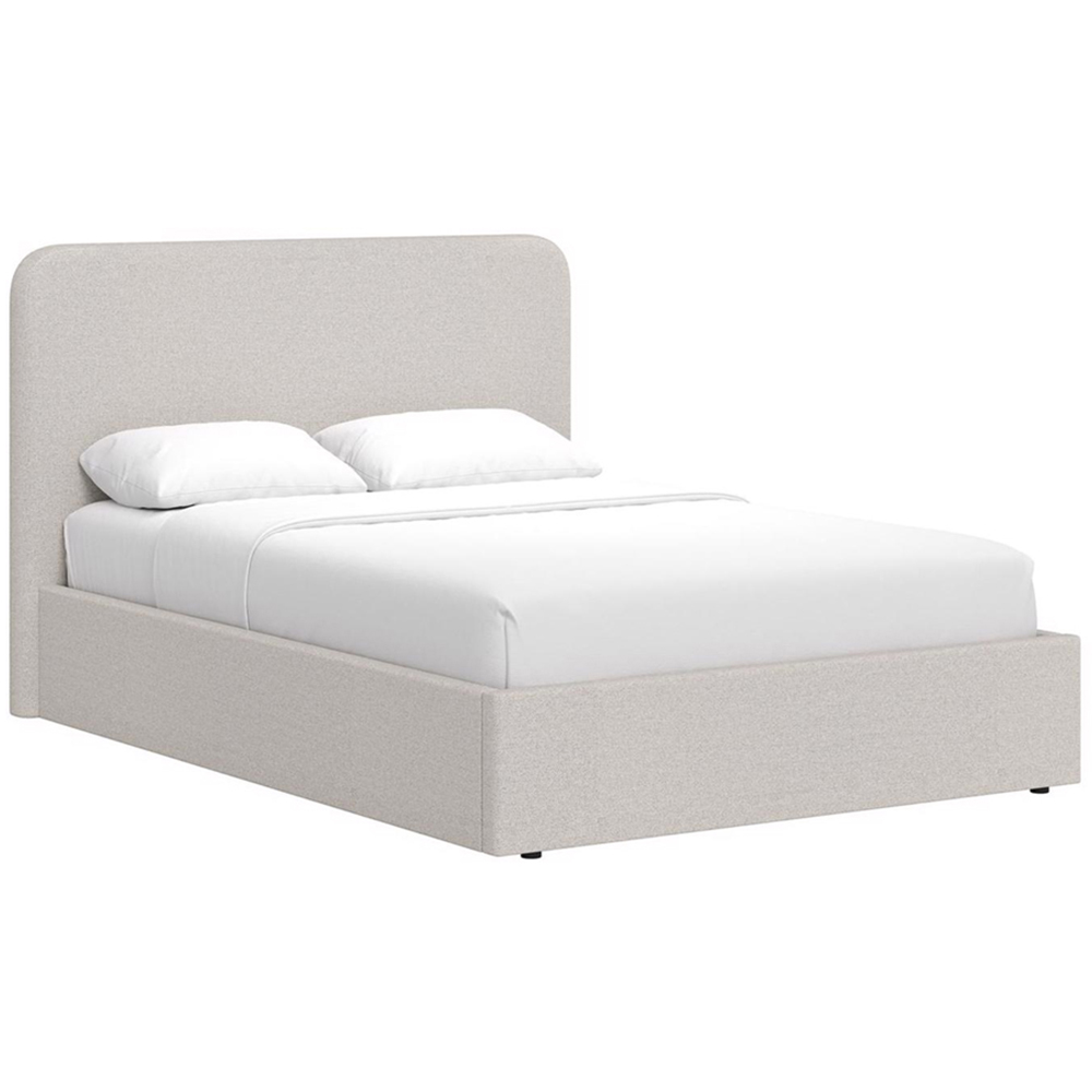 FWStyle King Size Beige Linen Upholstered Lift-Up Ottoman Bed Frame Image 2