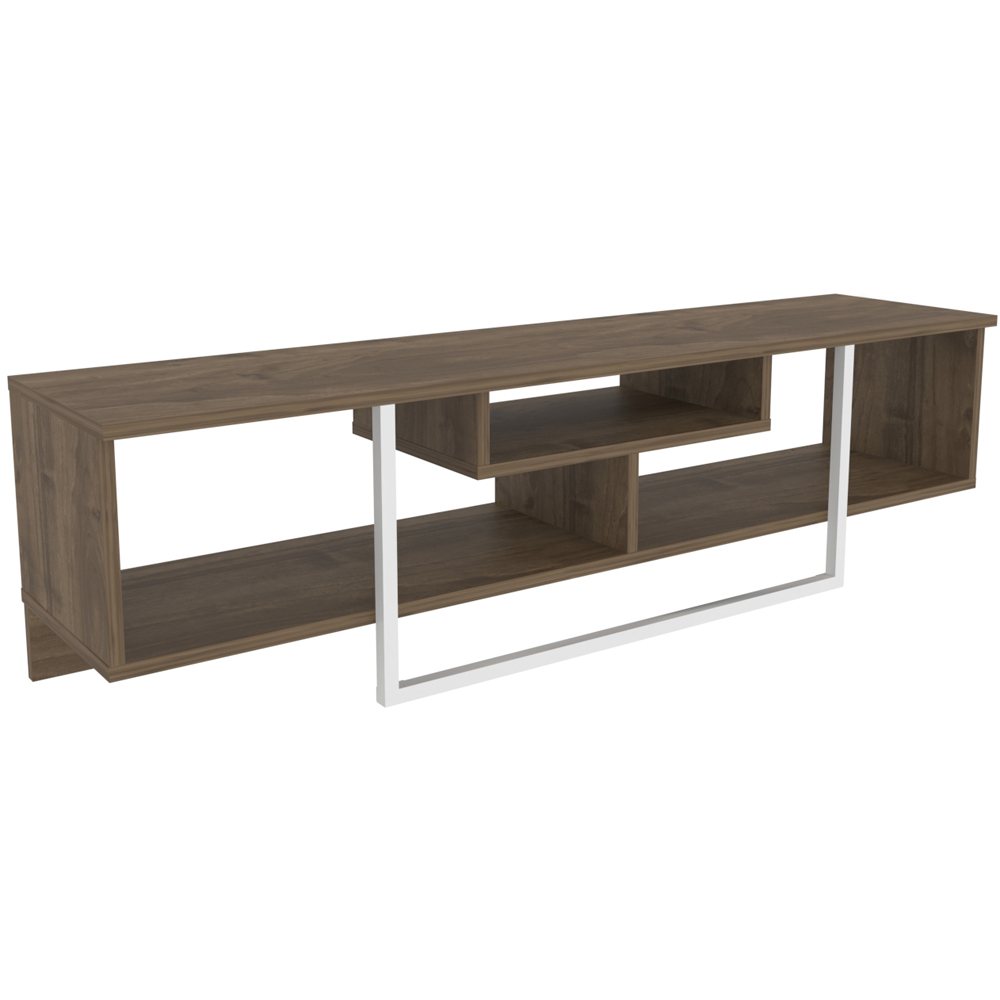 Decorotika Asal 3 Shelf Walnut and White Modern TV Unit Image 6