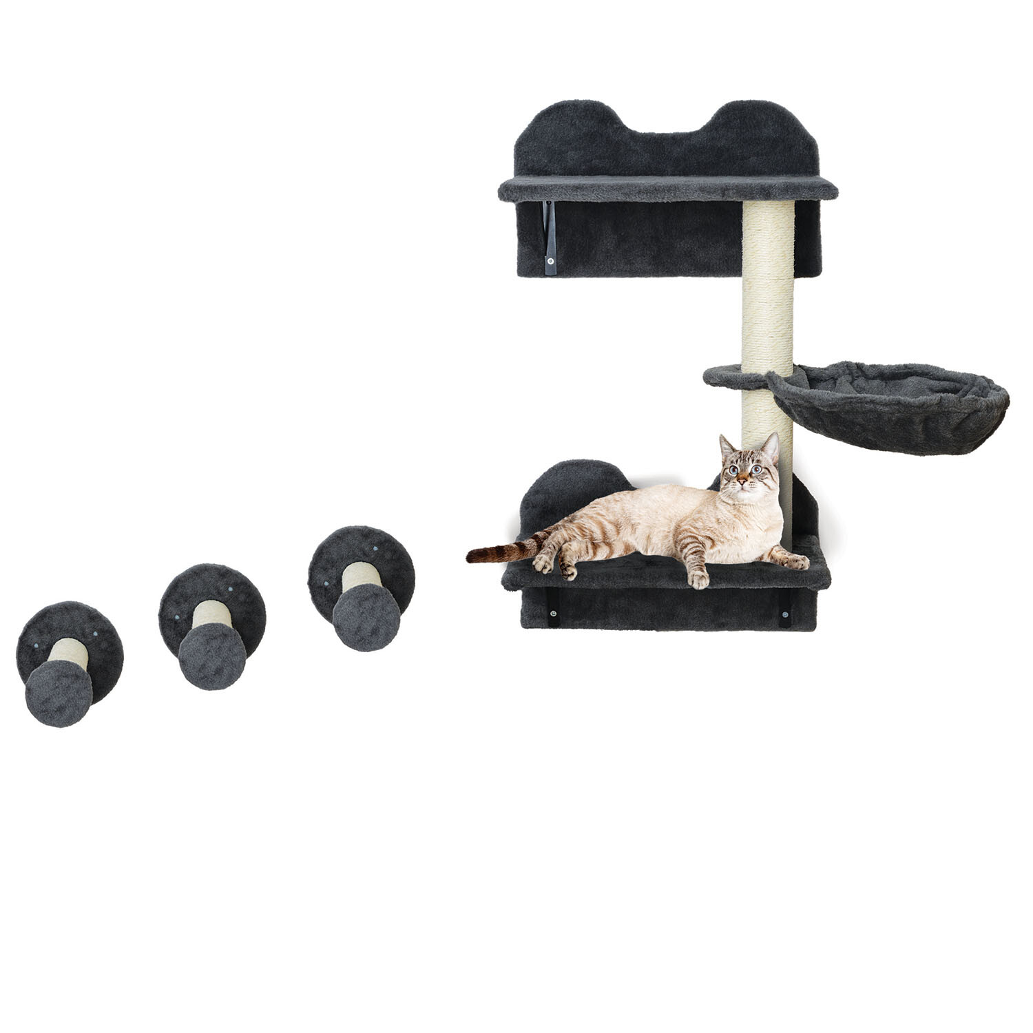 Wall Mounted Cat Tree Set Black Image 4