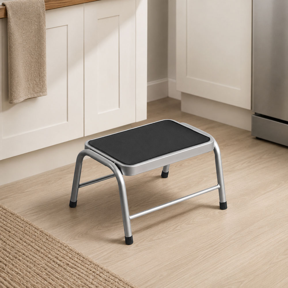 Premier Housewares Silver Rubber Non-Slip Step Stool Image 3