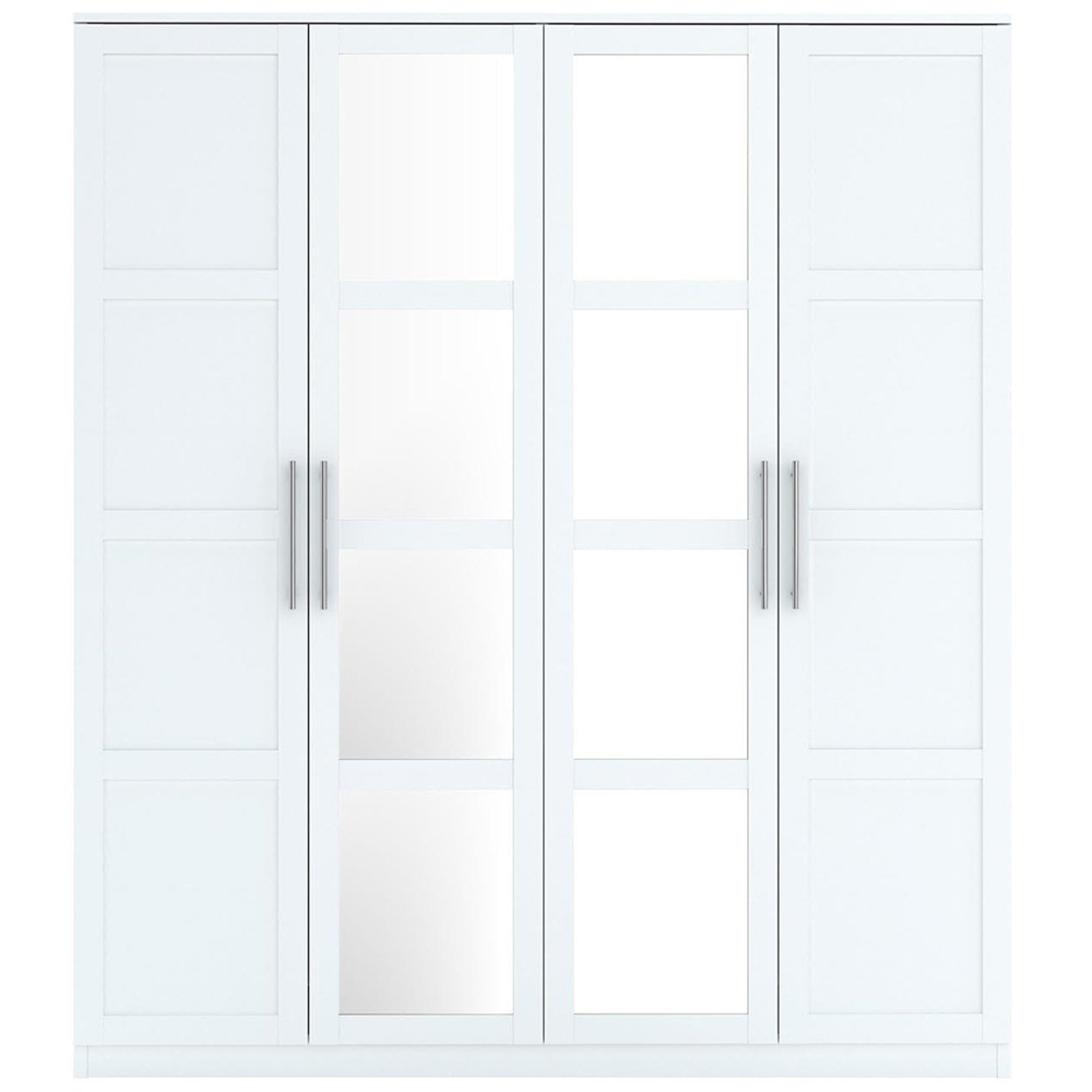 Finley 4 Door White Mirrored Wardrobe Image 3