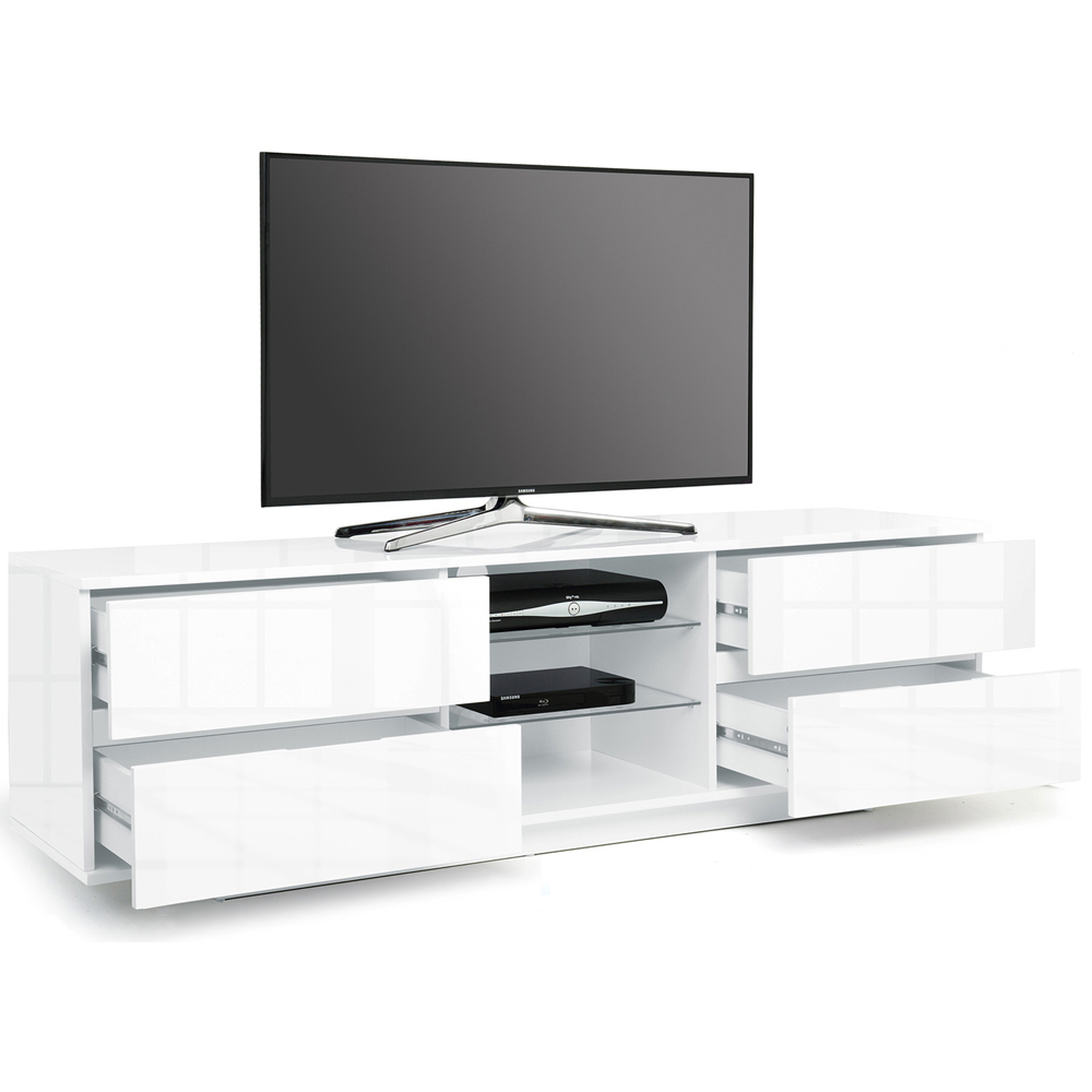 Centurion Supports Avitus 4 Drawer 3 Shelf Premium High Gloss White TV Unit Image 3