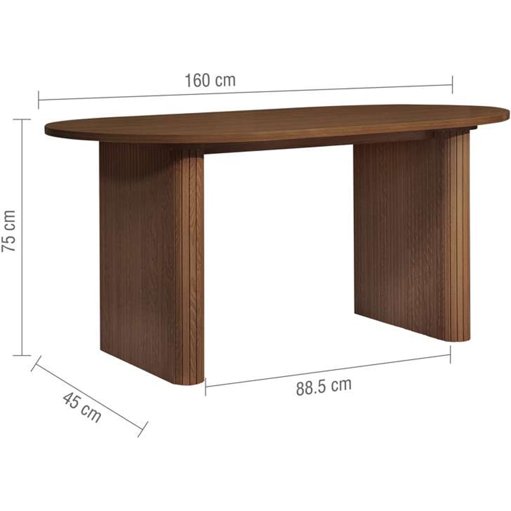 Birlea Axel 4 Seater Oval Fluted Dining Table Set Oak Effect and Black Image 5