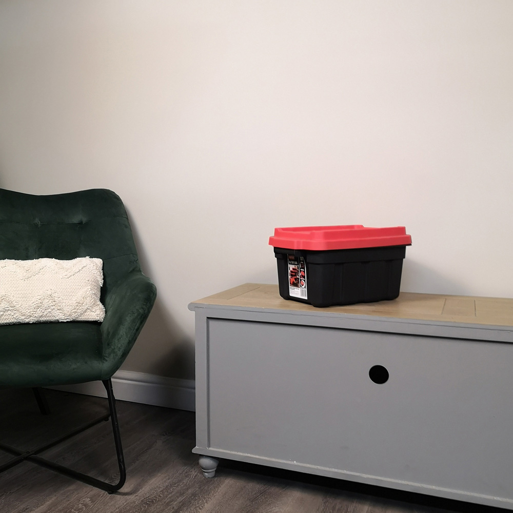 Samuel Alexander 11L Black and Red Small Tuff Stackable Storage Box with Lid and Carry Handles Image 7