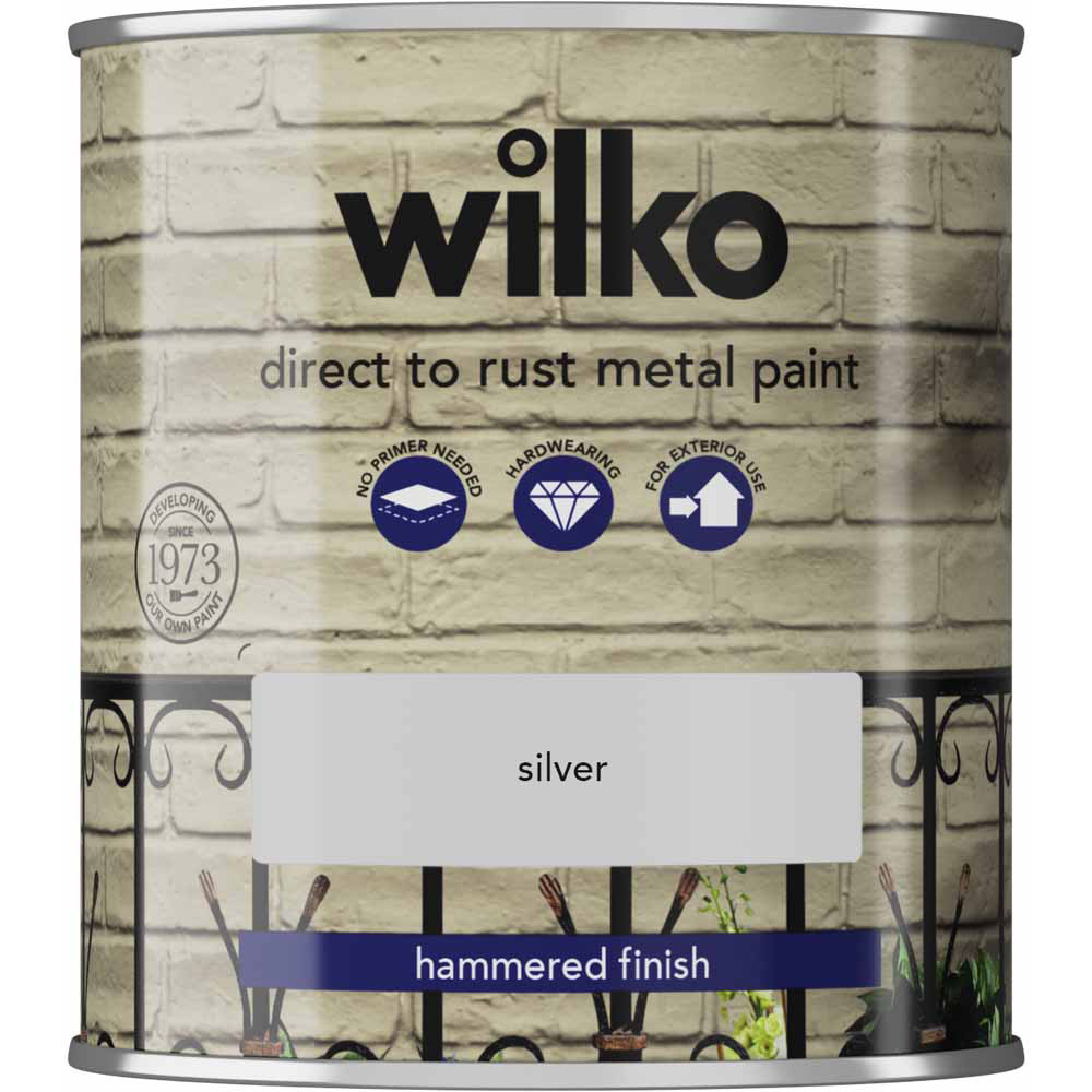 Wilko Direct to Rust Silver Hammered Metal Paint 250ml Image 2