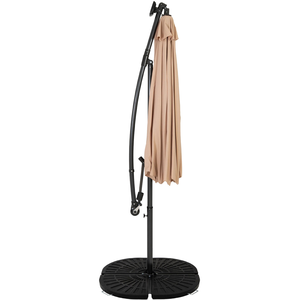 MonsterShop Beige LED Cantilever Parasol with Full Fan Base 3m Image 3