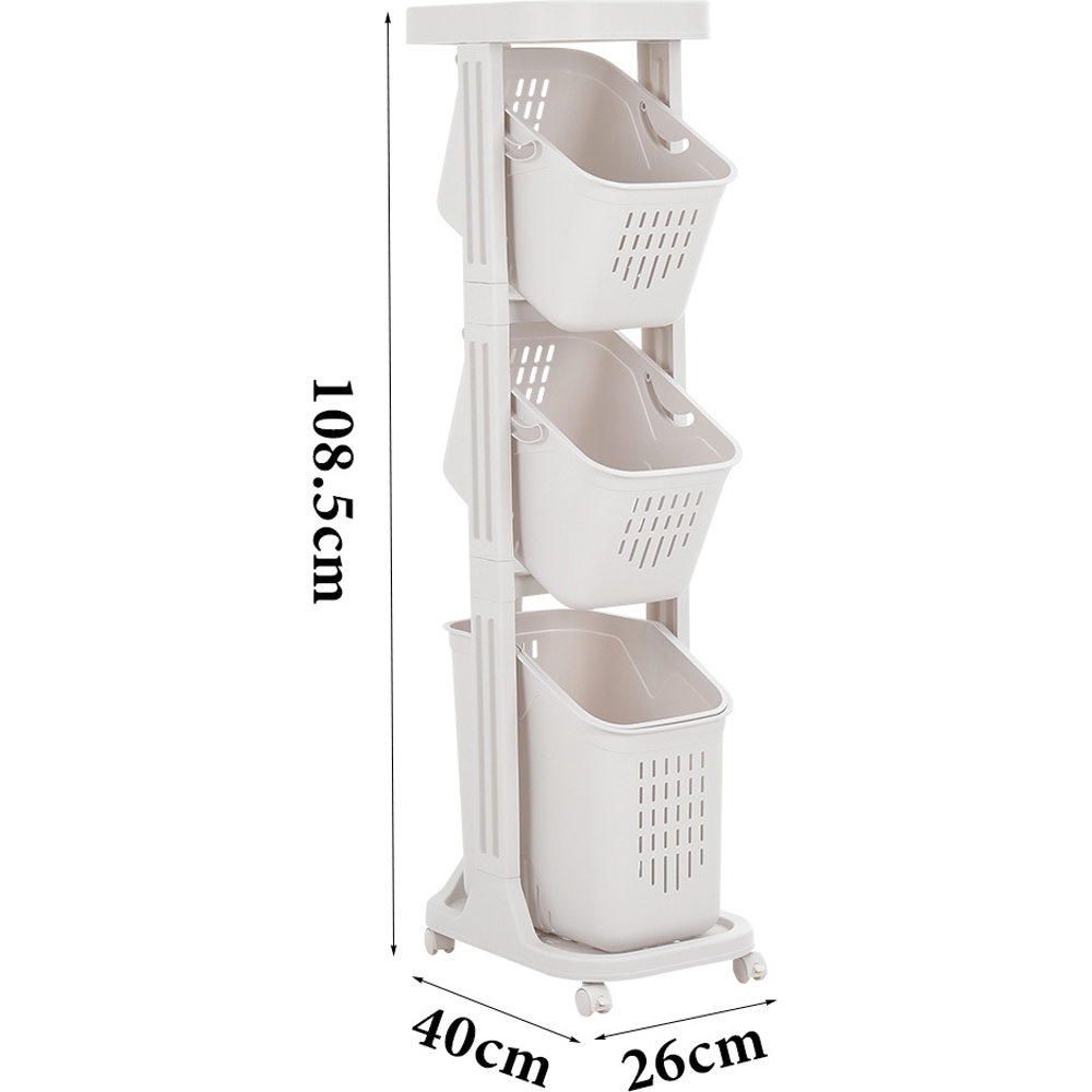 H&O Direct 4 Tier White Rolling Laundry Hamper Cart Image 5