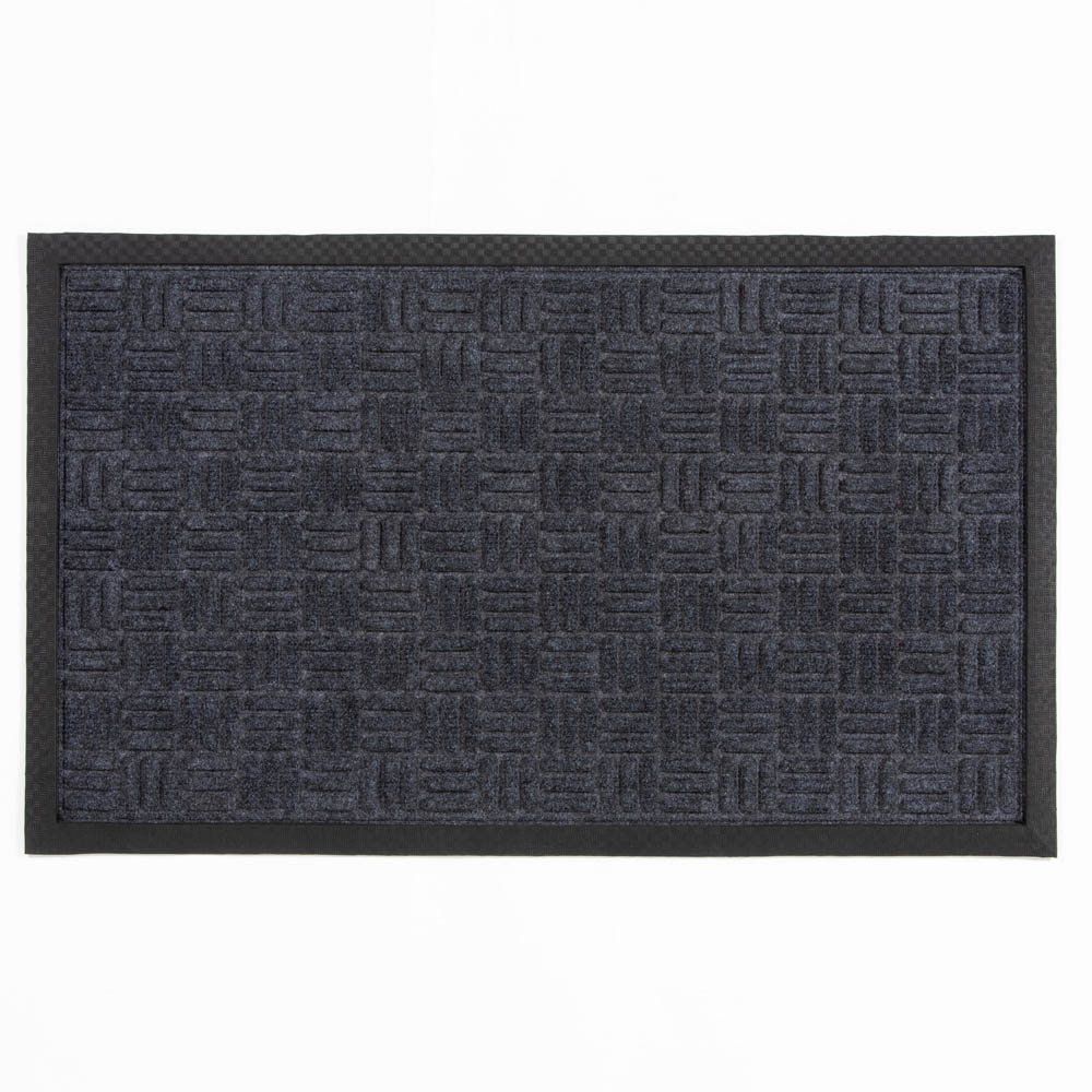 Millbrook Grey Embossed Crossed Doormat 45 x 75cm Image 1