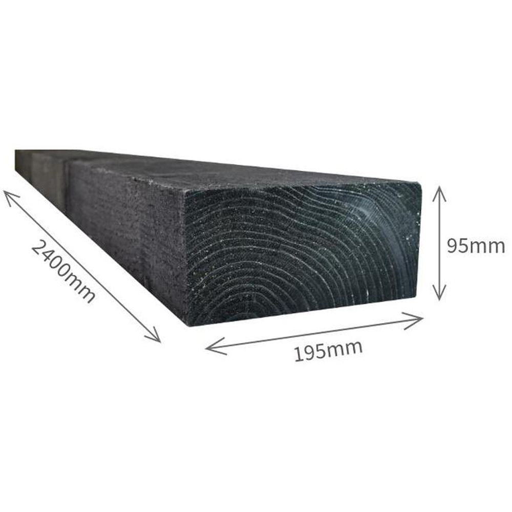 Snowdon Timber Black Pressure Treated Garden Sleeper 2.4m x 195mm 2 Pack Image 5