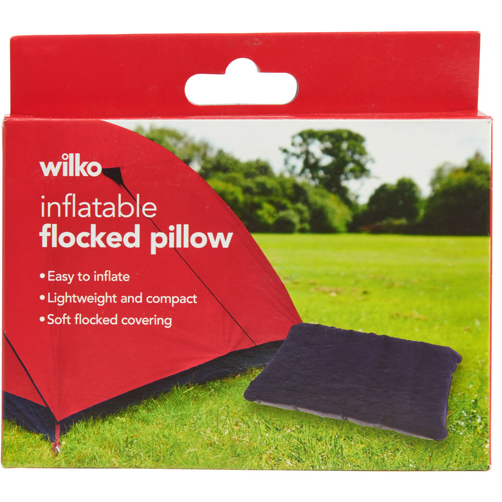 Wilko Flocked Inflatable Pillow Blue Image 1