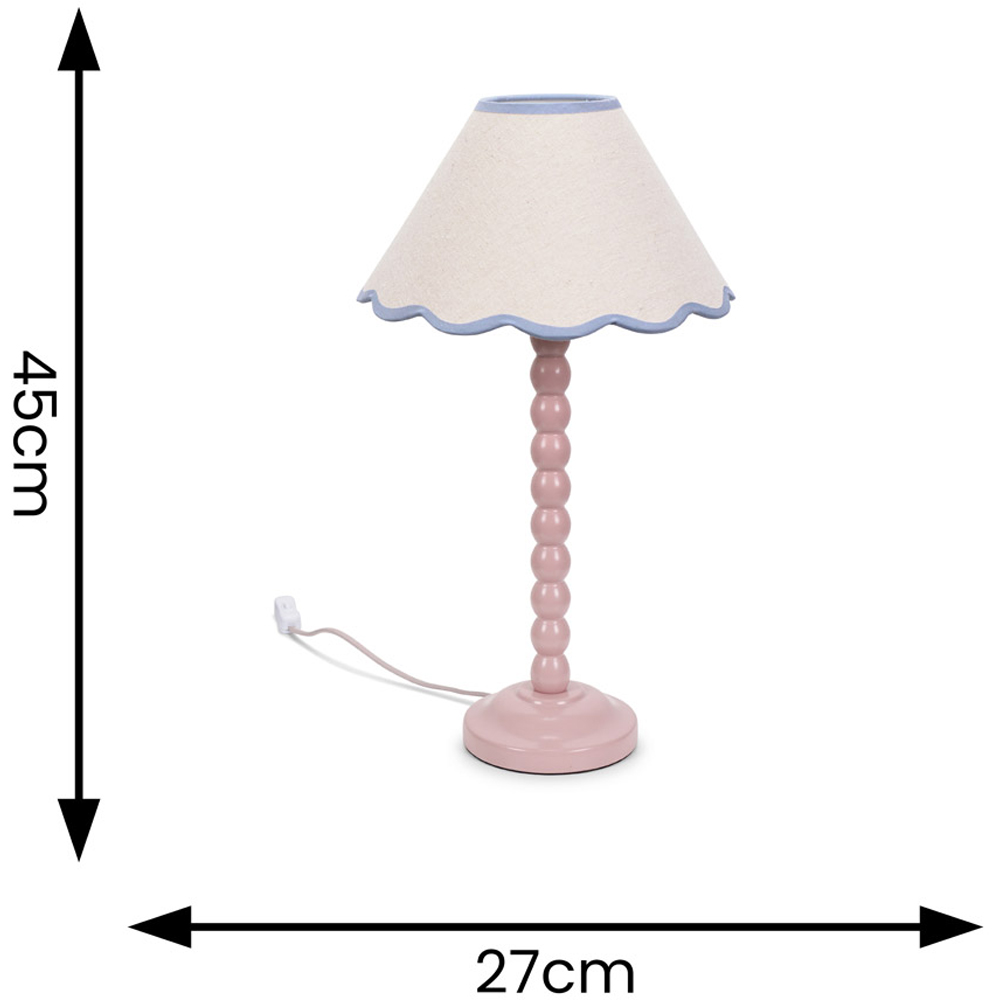 ValueLights Bobbins Blue Scallop Shade Rose Pink LED Table Lamp Image 5