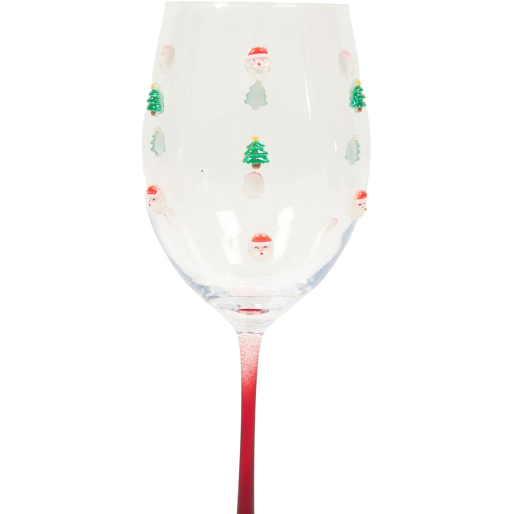 Tree and Santa Icon Wine Glass Image 5