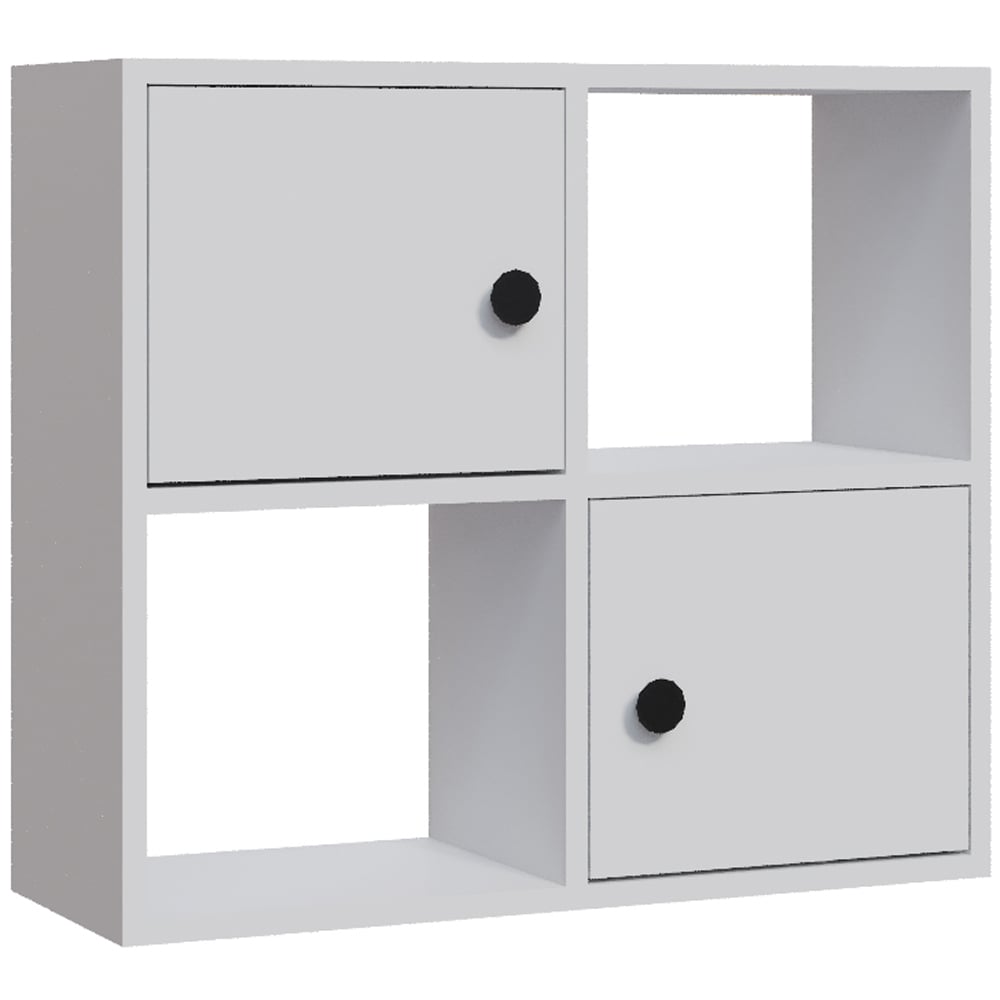 Decorotika Tuttle 2 Door 2 Open Shelf White Bookcase Image 2