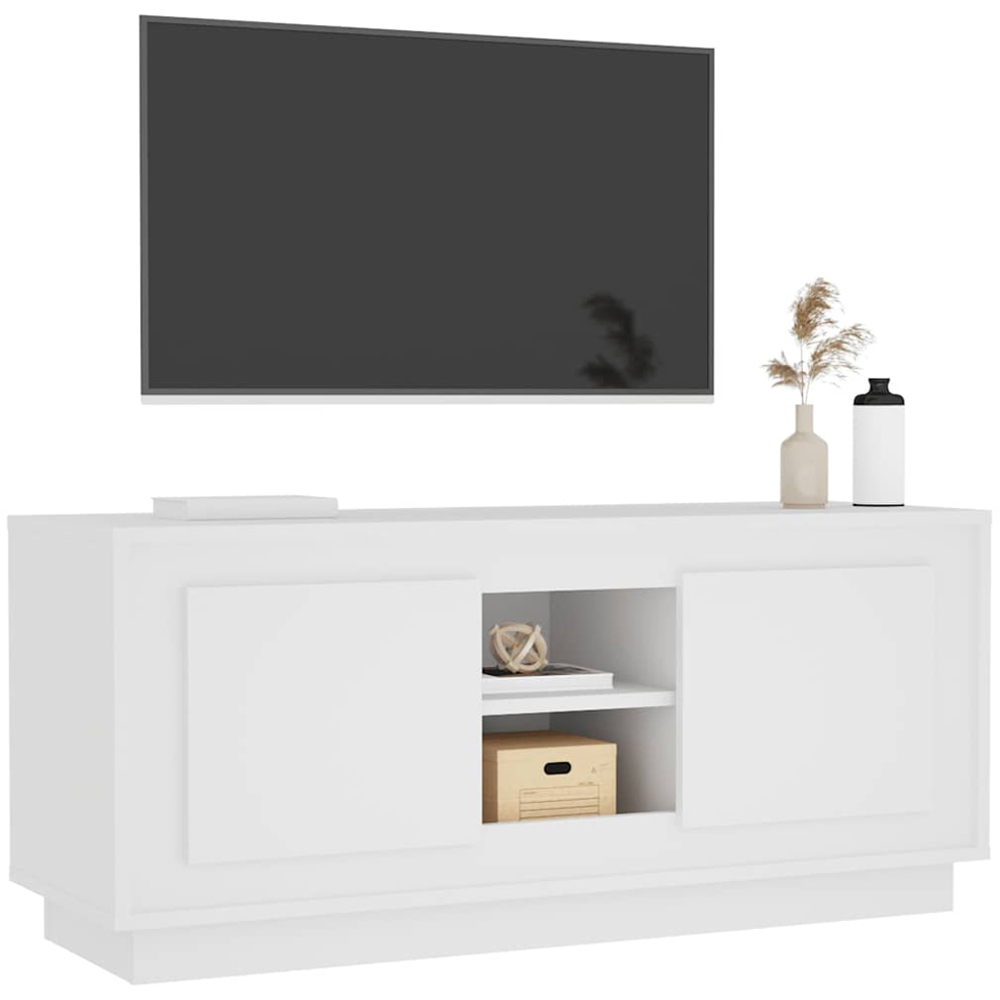 vidaXL 2 Door 2 Shelf White TV Cabinet Image 3