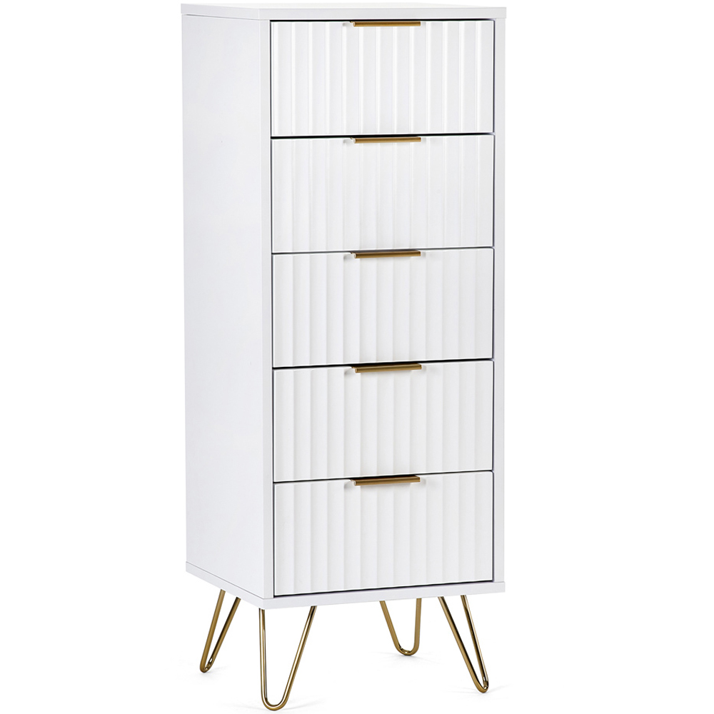 Julian Bowen Murano 5 Drawer Matt White Tallboy Chest of Drawers Image 2