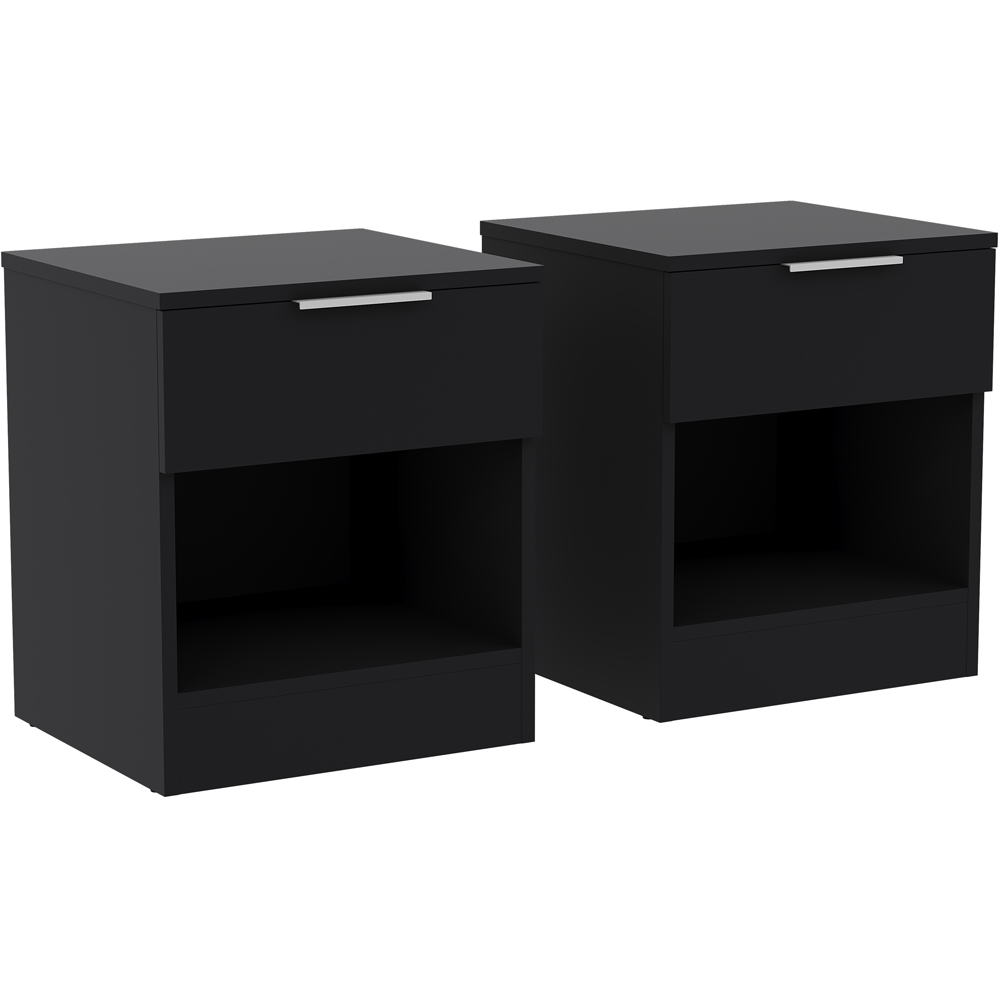 VIDA DESIGNS Trega Single Drawer Single Shelf Black Bedside Cabinet Set of 2 Image 3