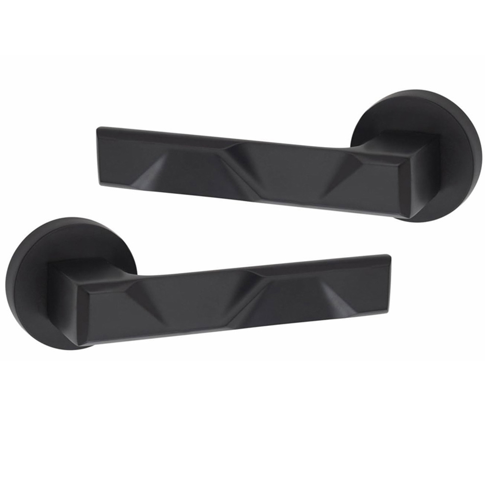 Golden Grace Matt Black Modern Nova Euro Lock Door Handle Set 70mm Image 3
