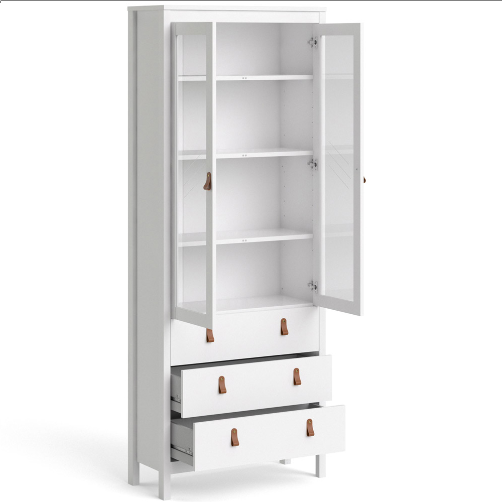 Florence Barcelona 2 Door 3 Drawer White Display Cabinet Image 4