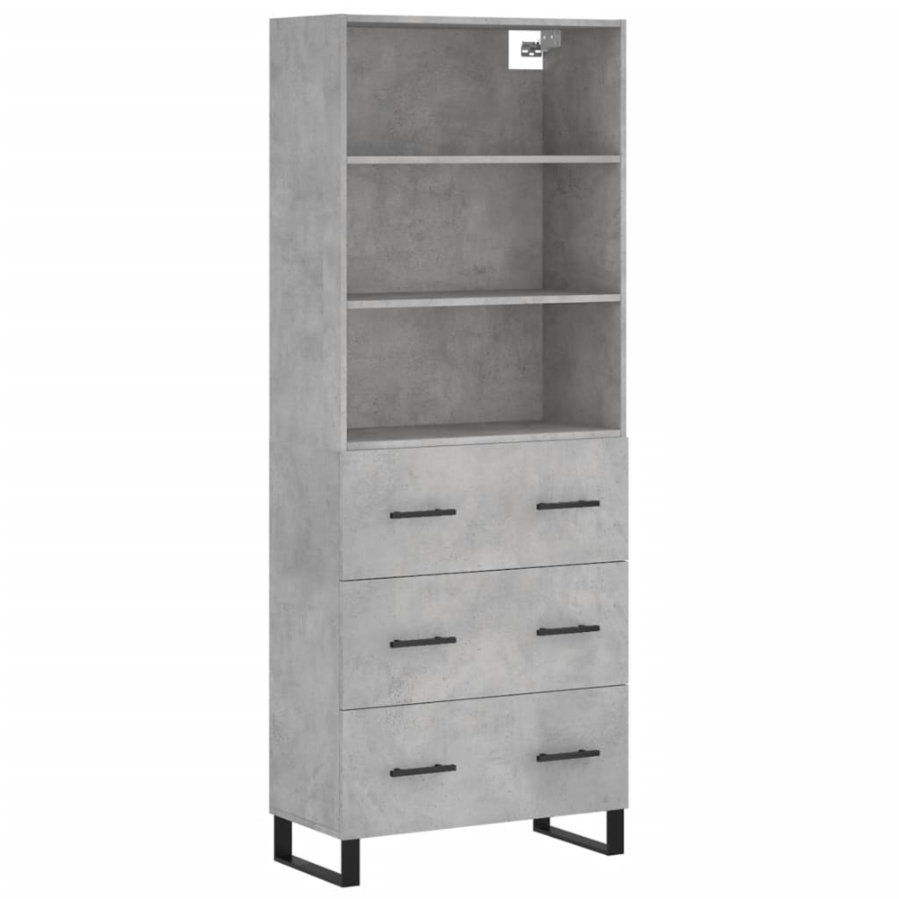 vidaXL 3 Drawer 3 Shelf Concrete Grey Highboard Image 2