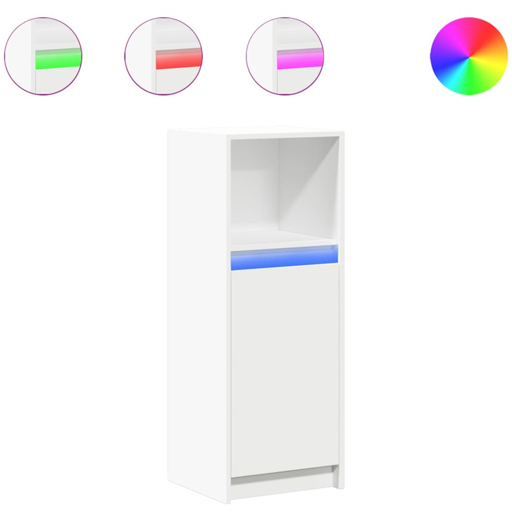 vidaXL Single Door Single Shelf White LED Sideboard Image 2