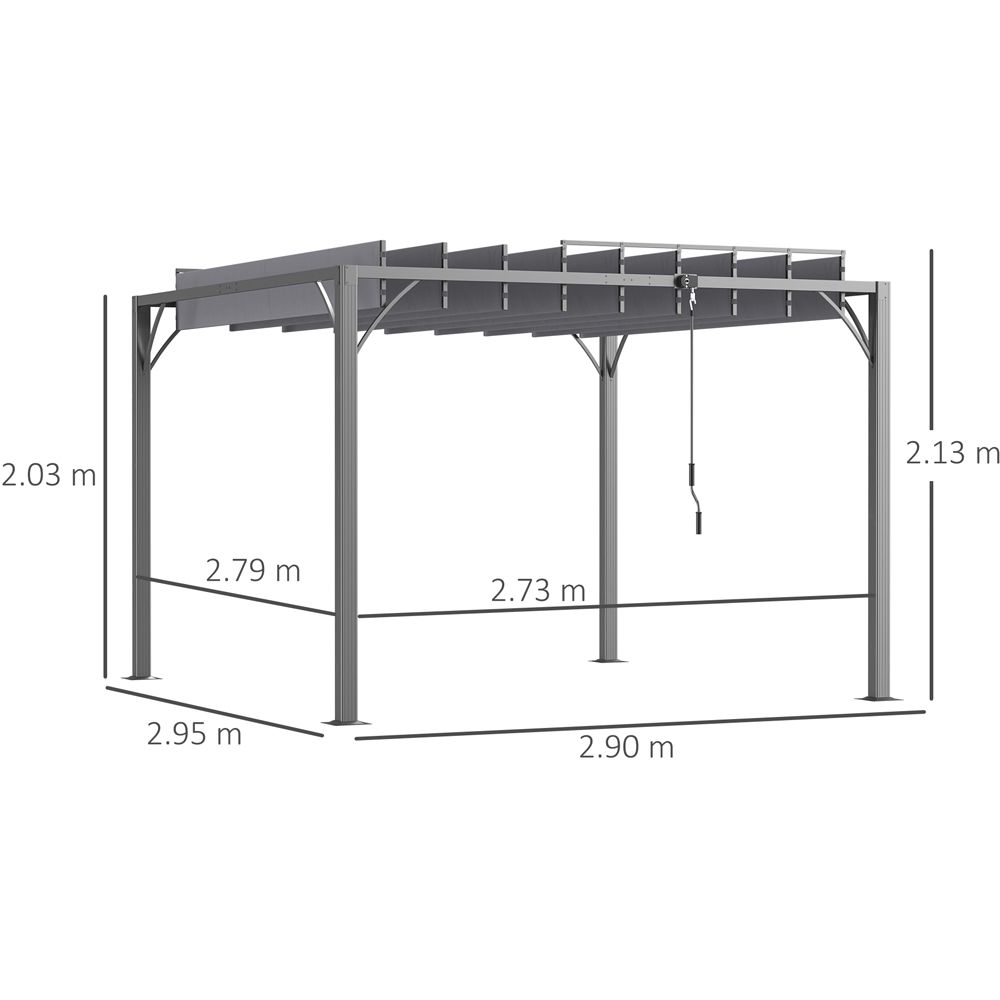 Outsunny 3 x 3m Grey Retractable Roof Louvered Pergola Image 7