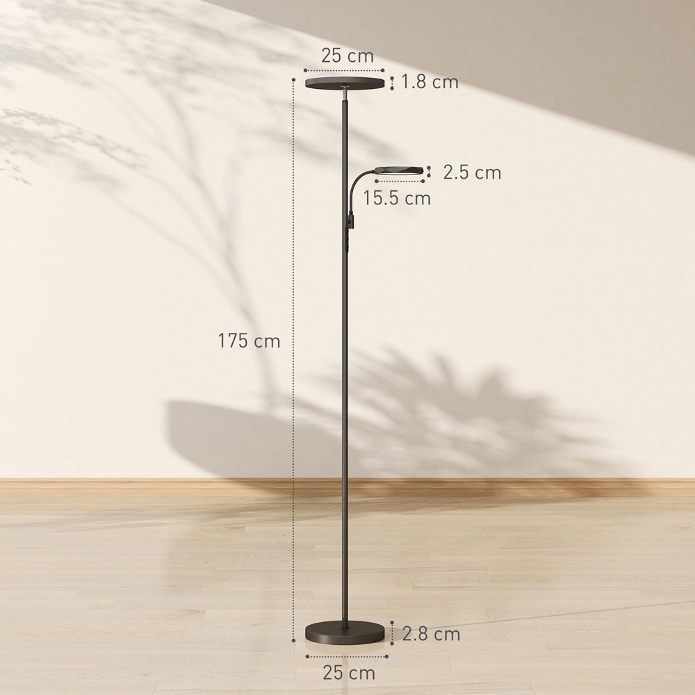 HOMCOM 2 Way Black Floor Lamp with 4 Scene Modes Image 9