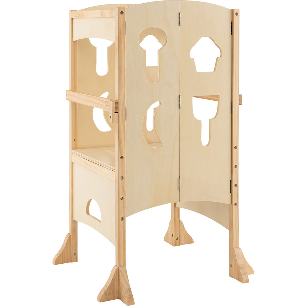 Costway Natural Kids Foldable and Adjustable Step Stool Image 2