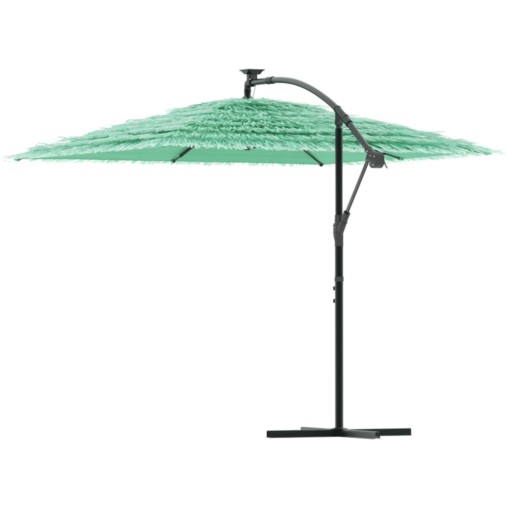 vidaXL Green Straw Top Cantilever Parasol with Steel Pole 2.4m Image 4