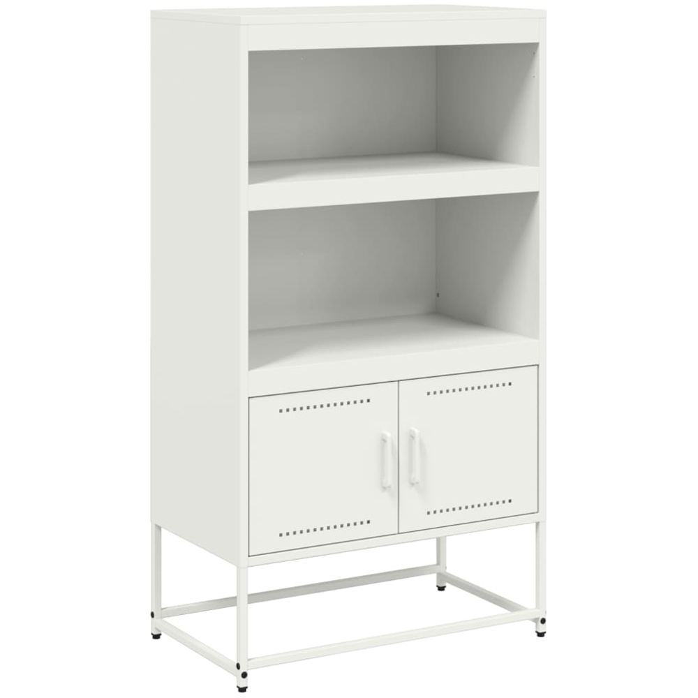 vidaXL 2 Door 2 Shelf White Steel Highboard Image 2