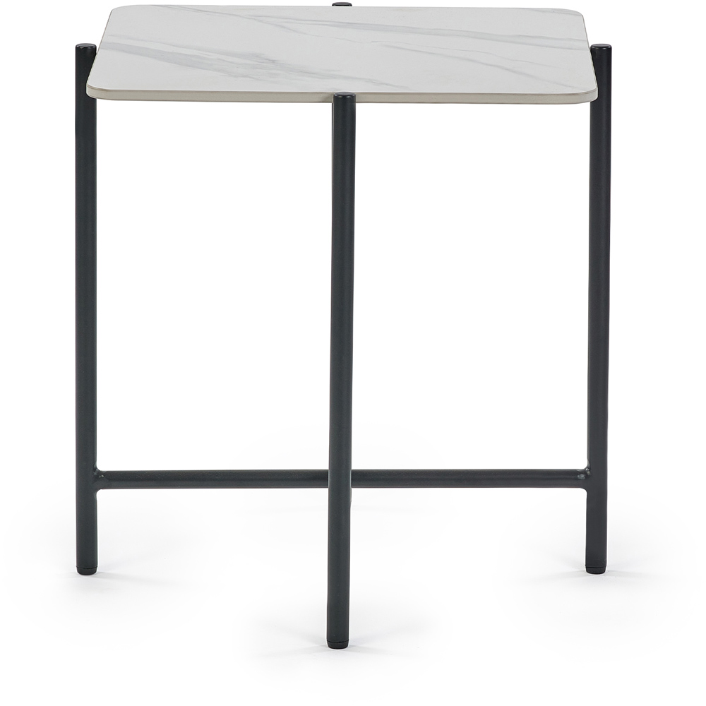 Julian Bowen Siena White Marbled Sintered Stone Square Lamp Table Image 3