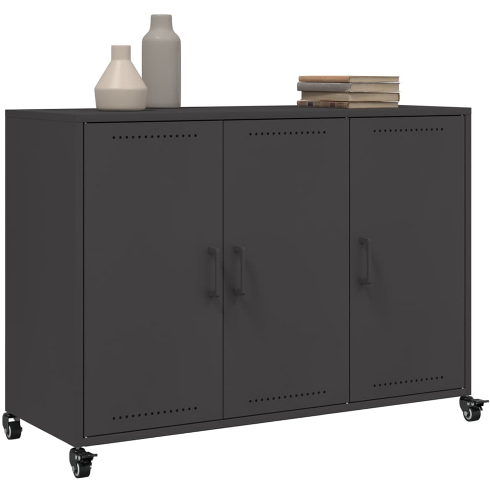 vidaXL 3 Door Black Metal Sideboard Image 4